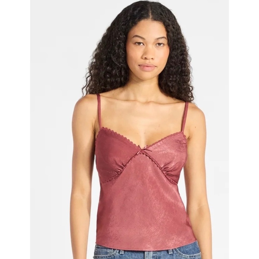 2 PACK Boho Women Woven Cami Bow Top Large 12-14 Wild Ginger Satin Lace
